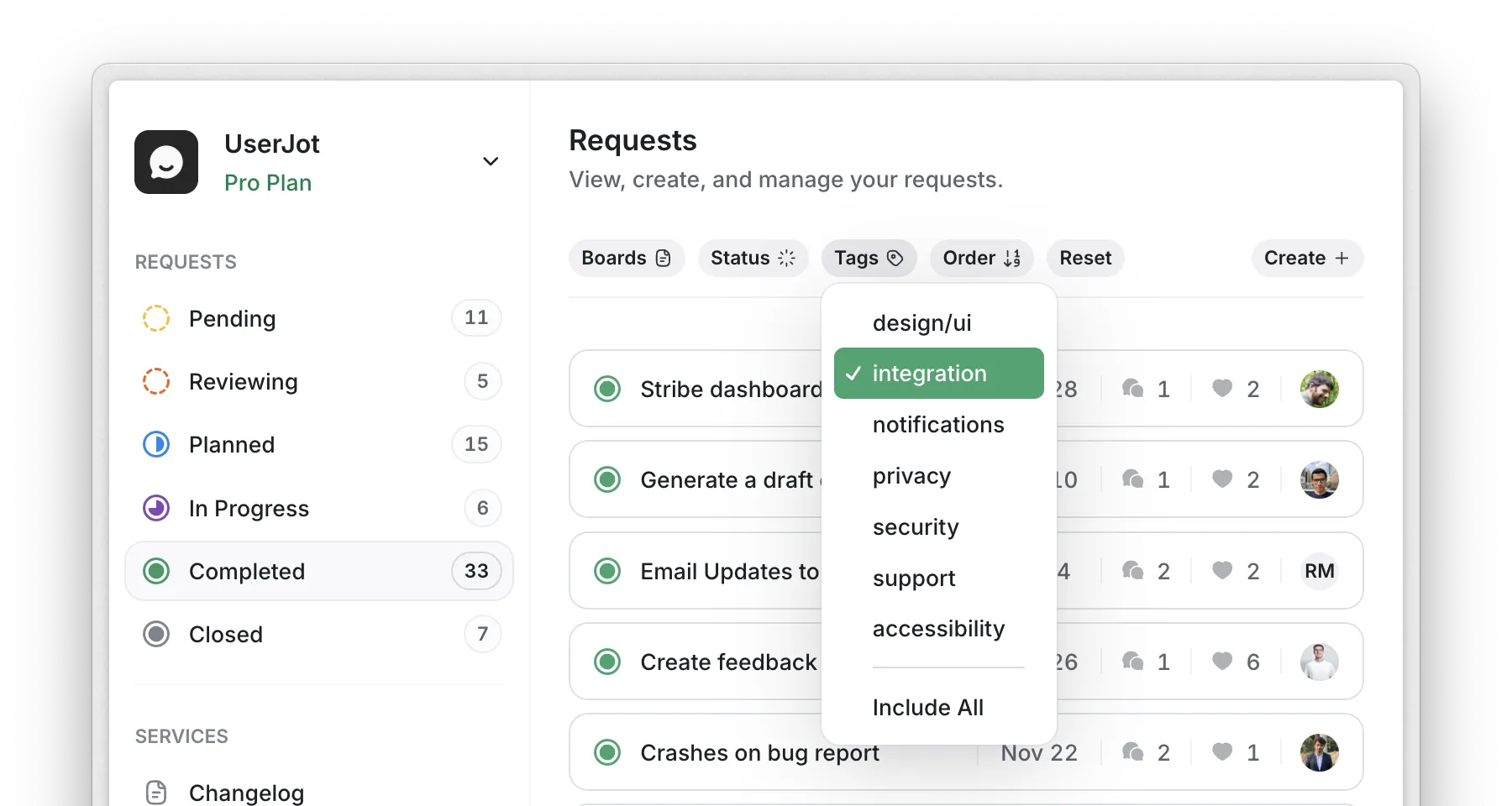 Filtering Feedback by Tag in UserJot Filtering Feedback by Tag in UserJot