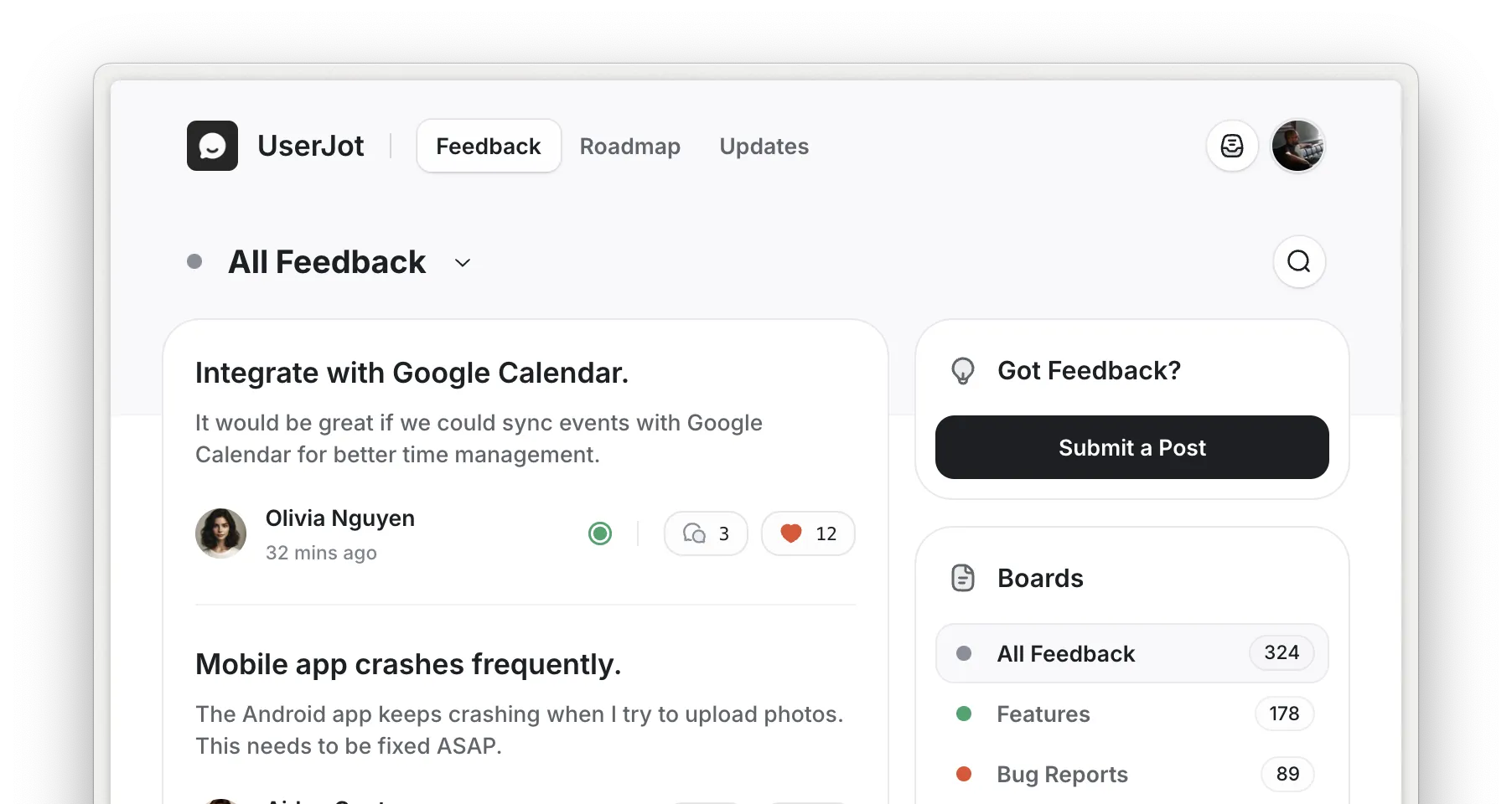 UserJot Feedback Board UserJot Feedback Board