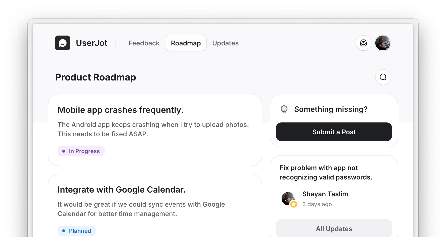 UserJot Roadmap UserJot Roadmap